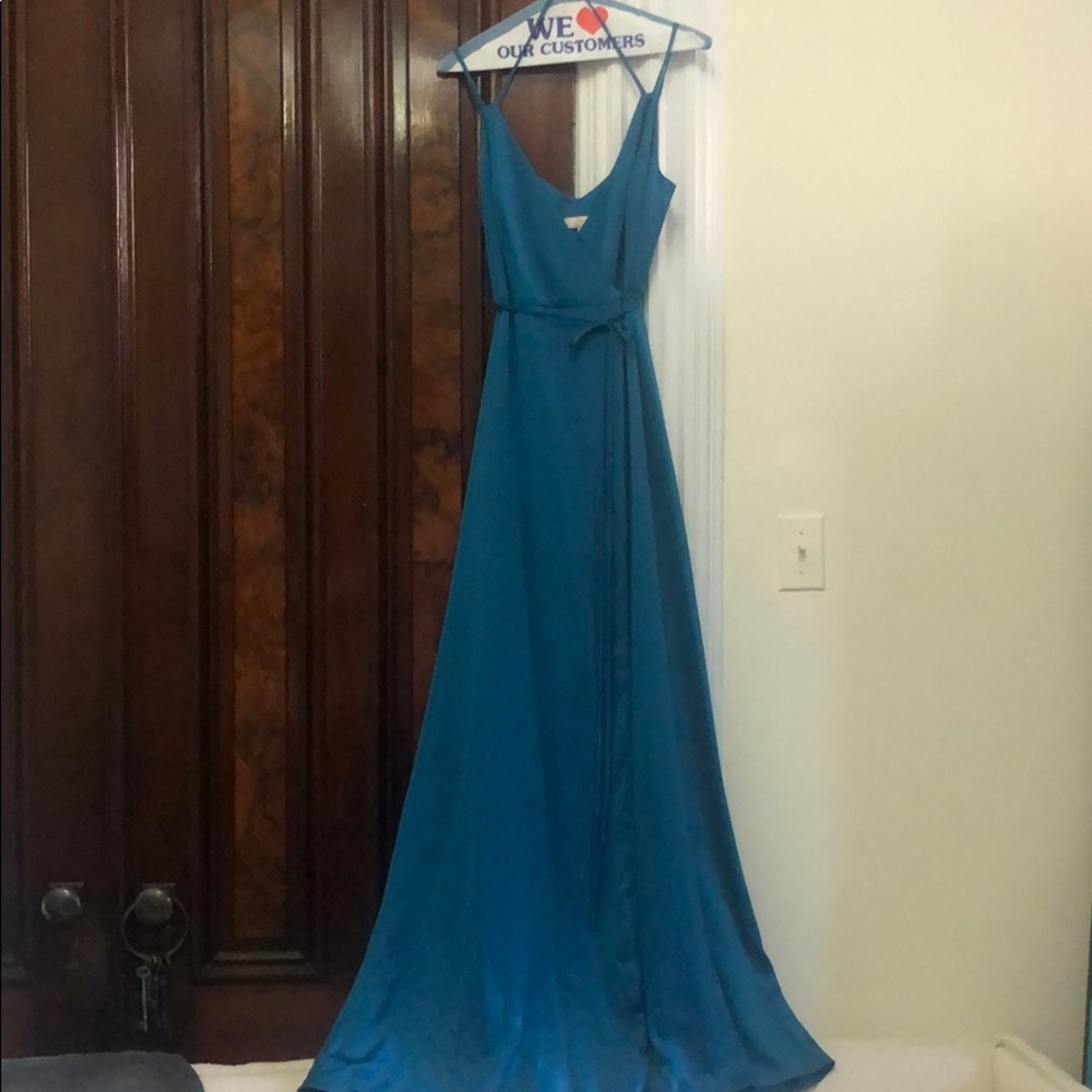 Aidan Mattox Aqua Wrap Maxi